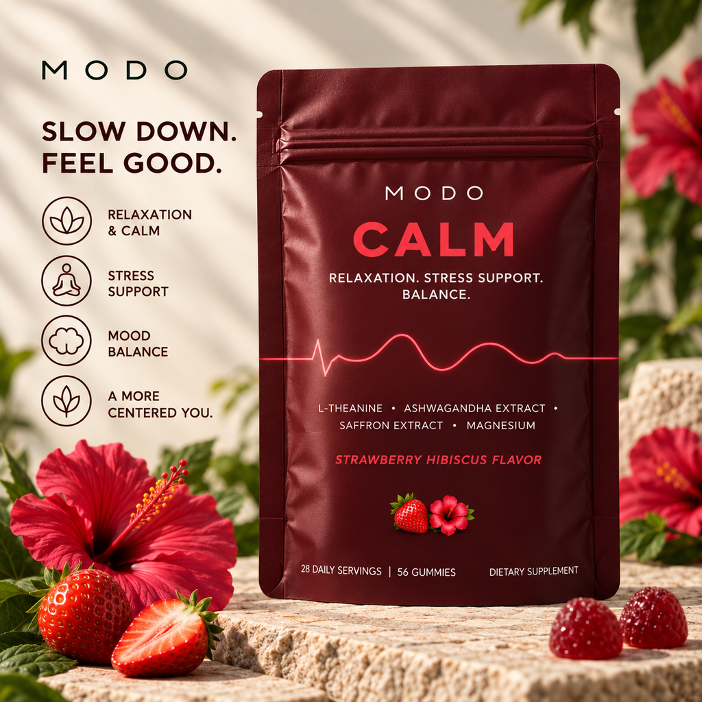 MODO Calm pouch with strawberries and hibiscus — relaxation, stress support, balance